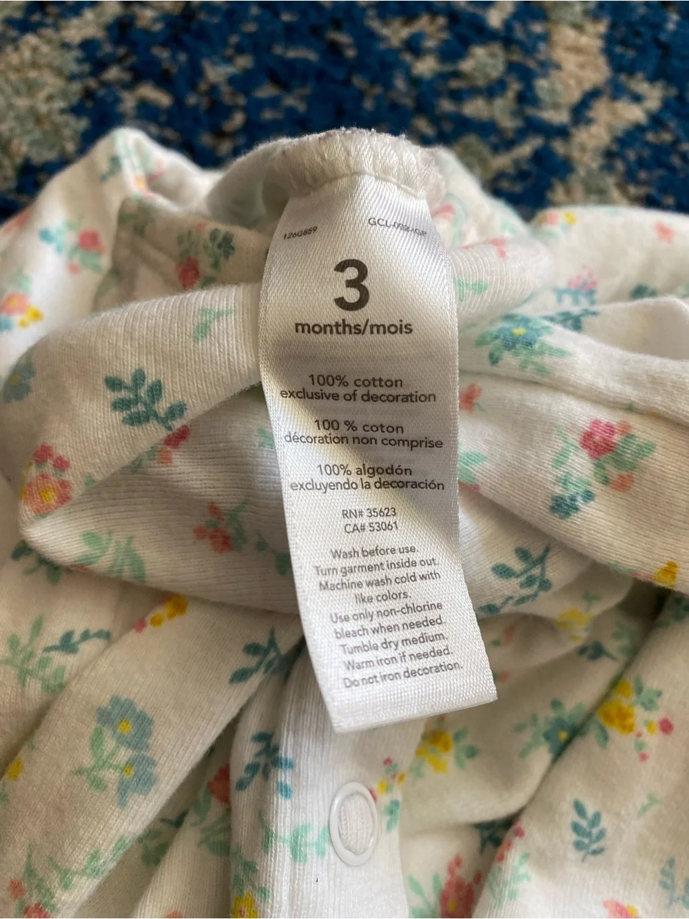 Baby White Floral One-Piece Romper - Long Sleeve
